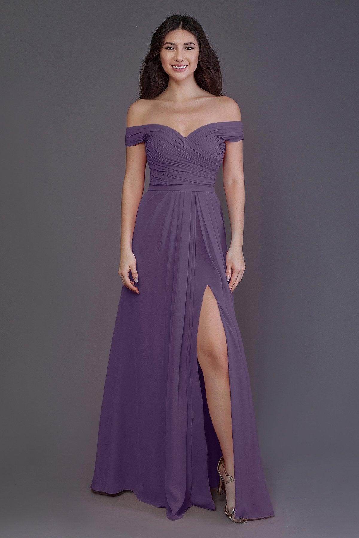Sheath-Column Floor Length Chiffon Bridesmaid Dress PR3536PS - COCOMELODY